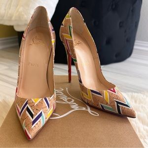 Christian Louboutin -So Kate Cork Chevron Heels - Size 37
